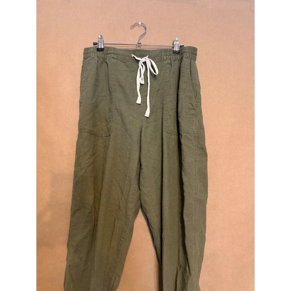 BLANKNYC Womens Pants Green Size Medium Jogger High Rise Utility Linen Blend